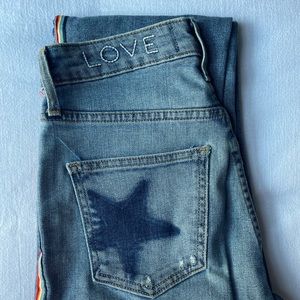 Sundry jeans - star, LOVE, piping detail